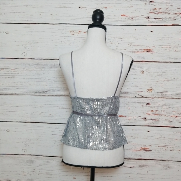 ZARA // silver sequin wrap top - Picture 7 of 8